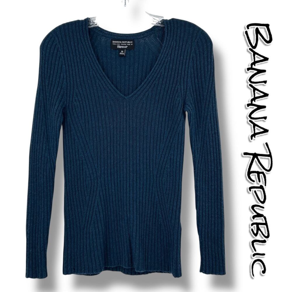 Banana Republic Filpucci Yarn Sweater Blouse Wool Cashmere Green Womens Sz XS
